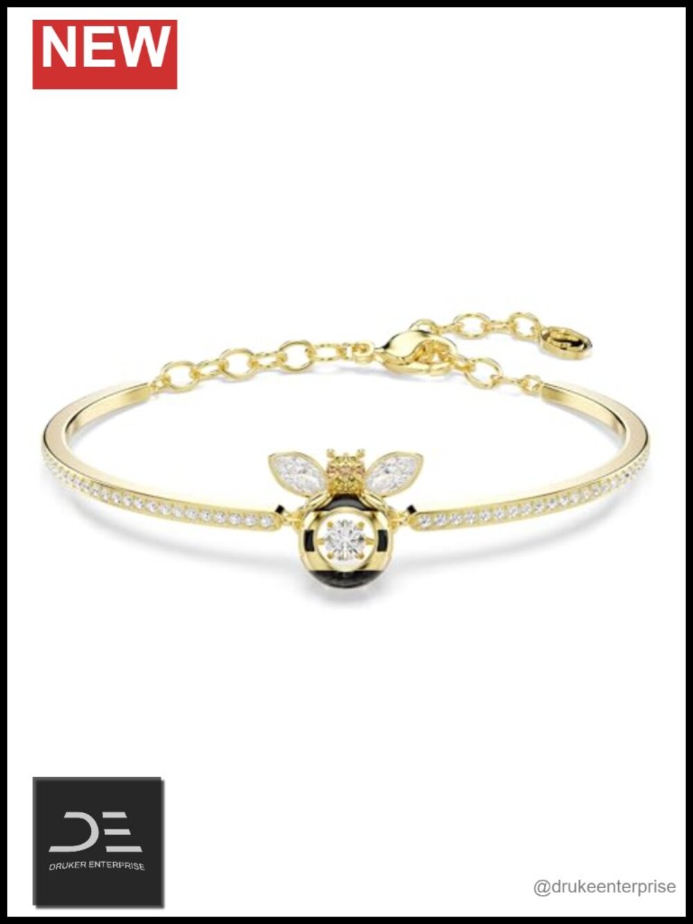 Swarovski Crystal Bee Bangle Bracelet Gold Plated
